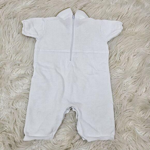Hapiu 100% Cotton Christening Outfit Jon Jon Zip Back Romper Size 3M Cross - Picture 5 of 7
